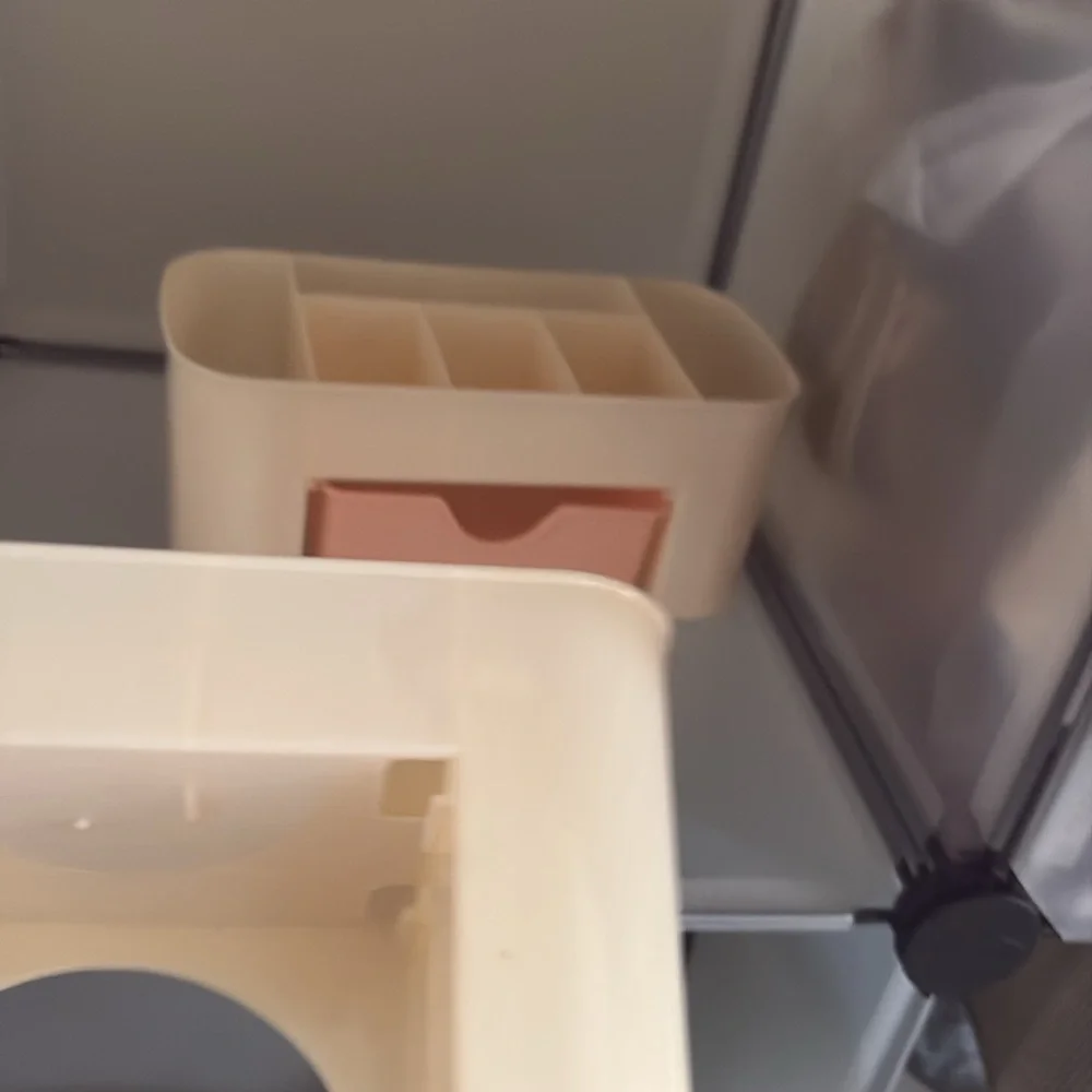 2 PC Multi-Compartment Cream and Pink Storage Organizer